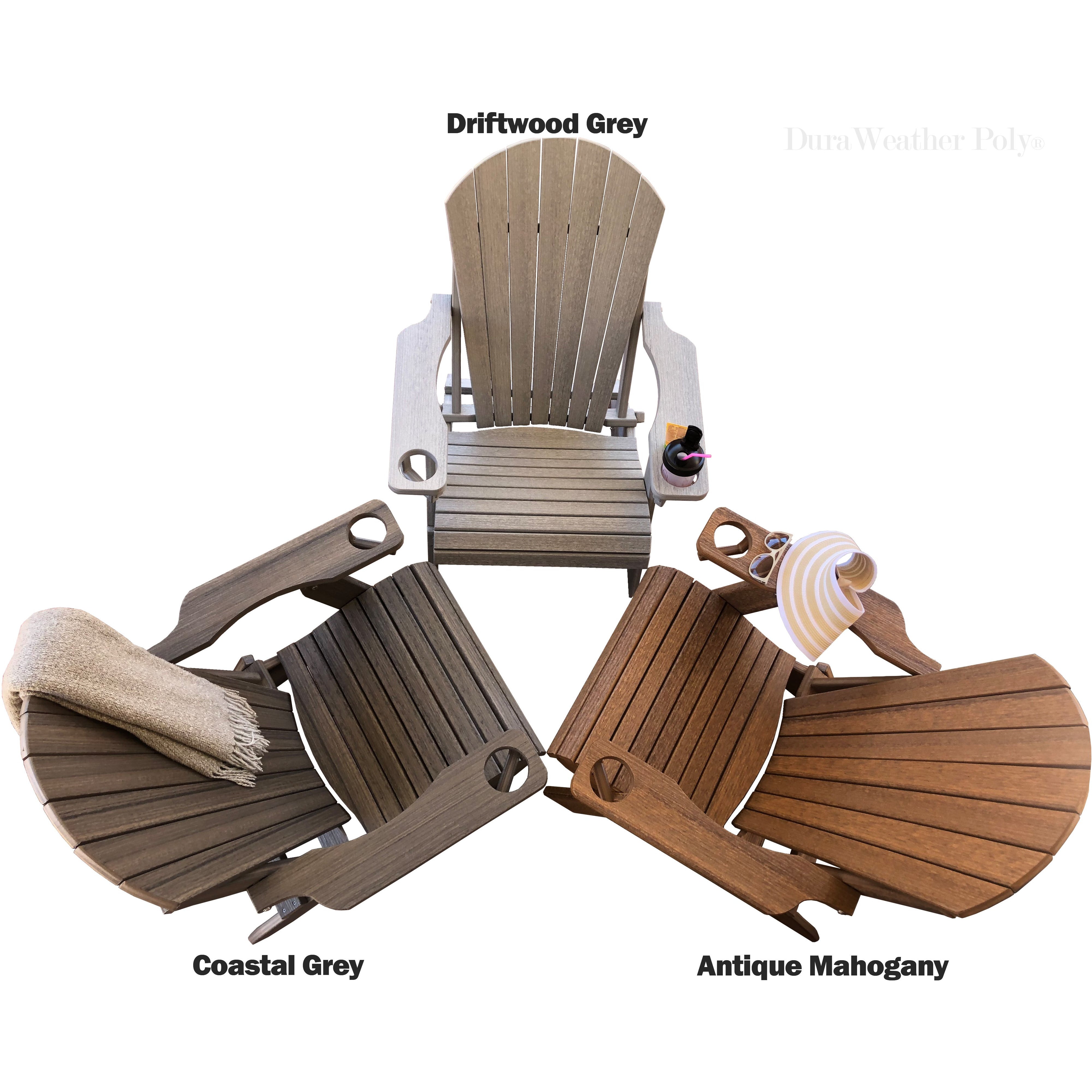 DURAWEATHER POLY® Set of 8 Folding Adirondack Chairs With Built-in Cup Holders King-Size