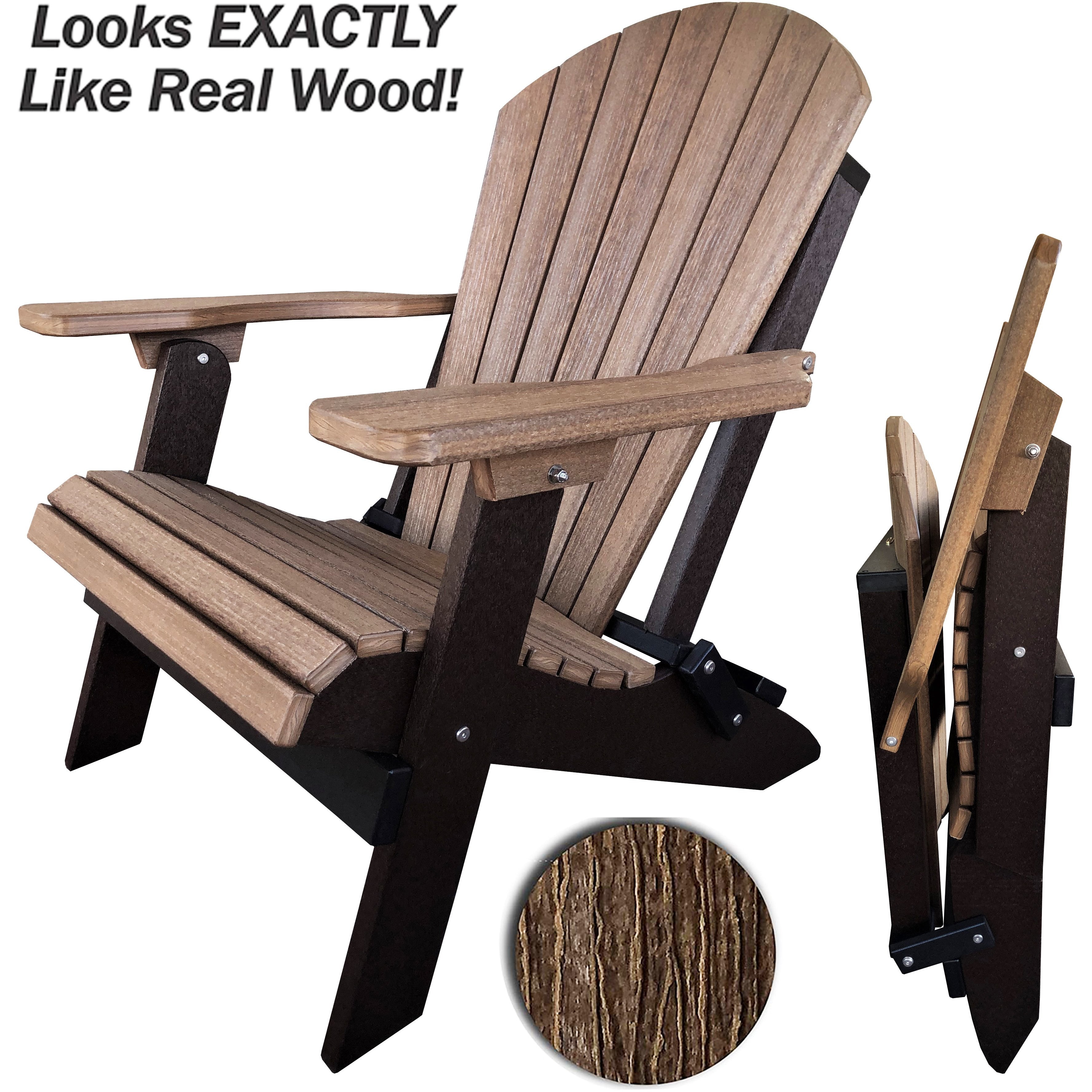 DuraWeather Poly&reg; King Size Folding Adirondack Chair