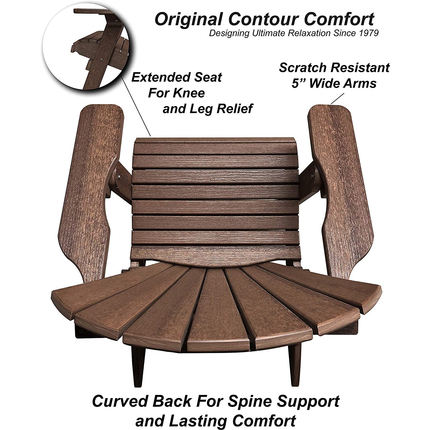 folding brown poly-wood adirondack chair