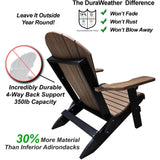 DuraWeather Poly® King Size Folding Adirondack Chair - Exclusive Wood Grain Poly-resin