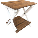 antique mahogany on white duraweather folding end table with removeable serving tray all weather poly wood
