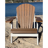 antique mahogany front view lifestyle duraweather king size folding adirondack chair all weather poly wood
