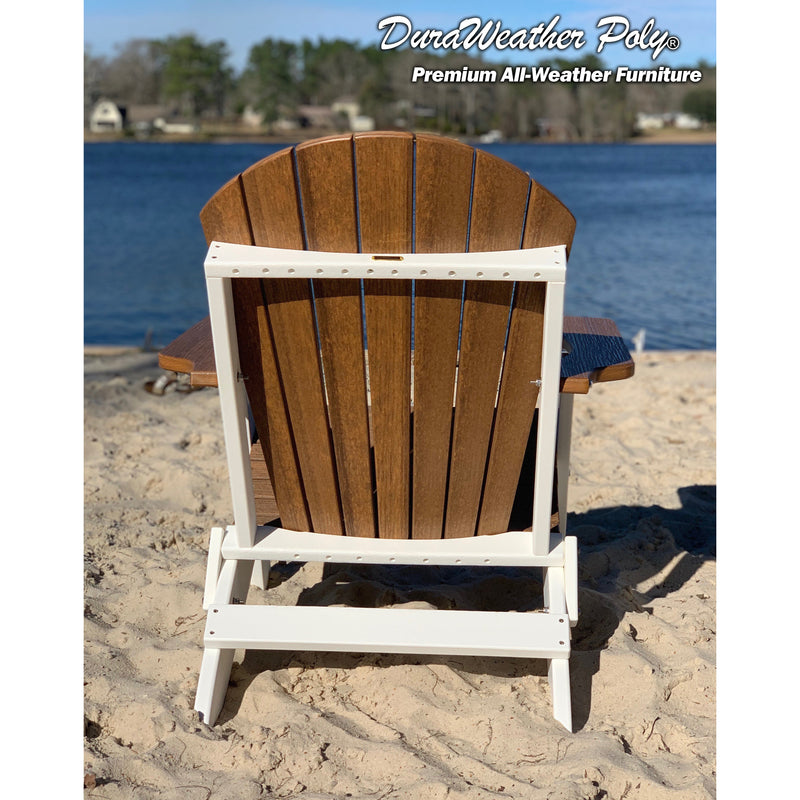 antique mahogany on white back view duraweather king size folding adirondack chair all weather poly wood