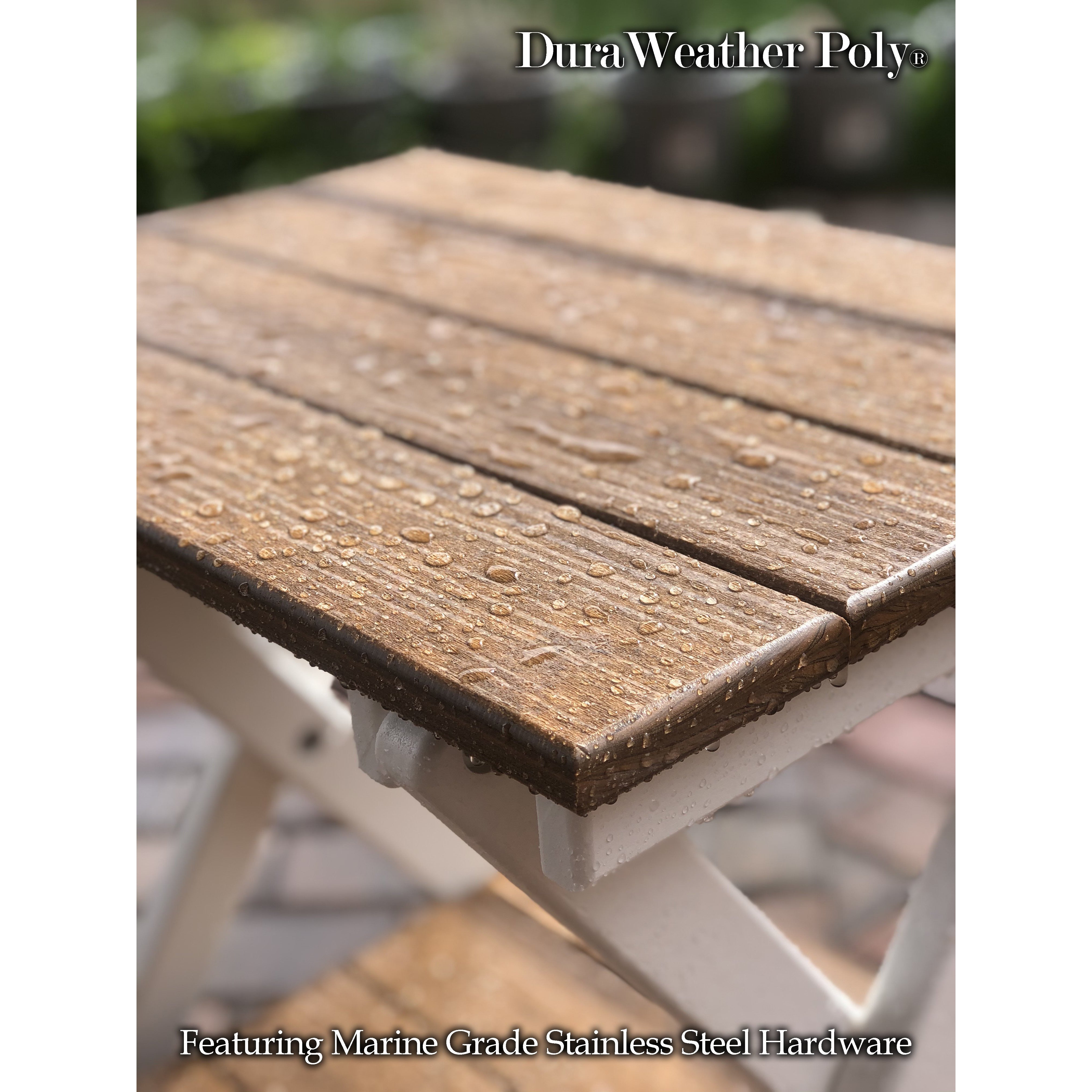 antique mahogany on white duraweather folding end table with removeable serving tray all weather poly wood