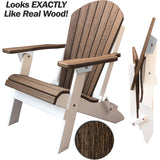 antique mahogany on white duraweather king size folding adirondack chair all weather poly wood