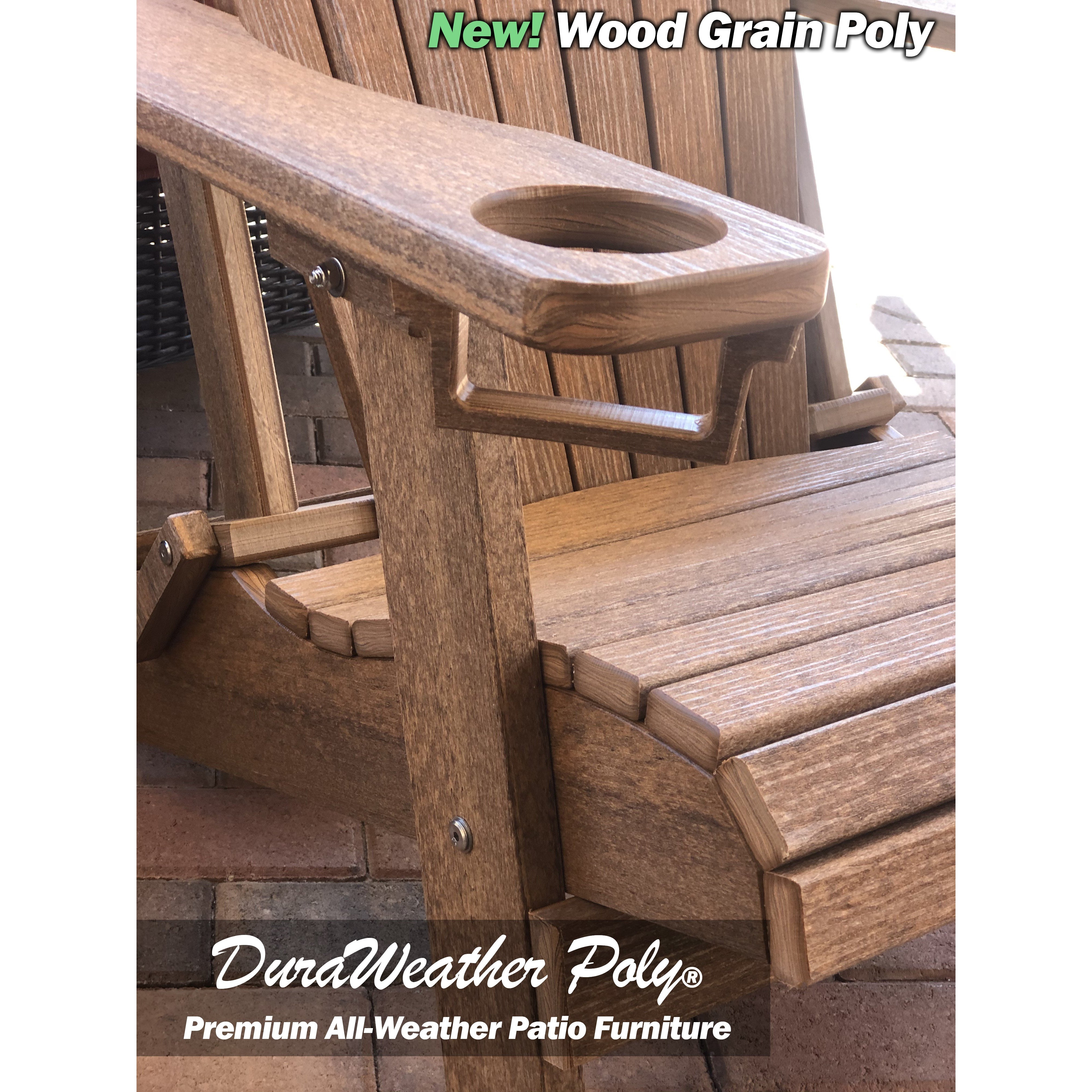 DuraWeather Poly&reg; Premium King Size Folding Adirondack Chair with Built-in Cup Holders