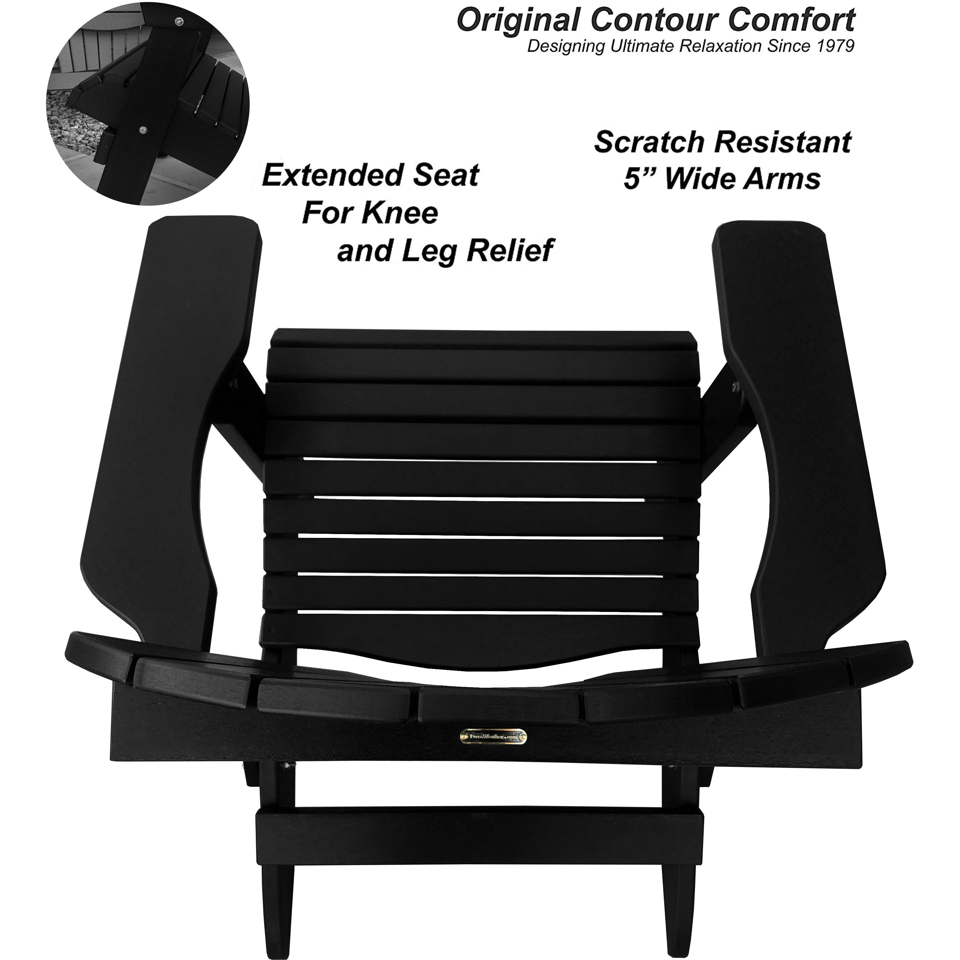 DuraWeather Poly&reg; King Size Folding Adirondack Chair - (Obsidian Black)