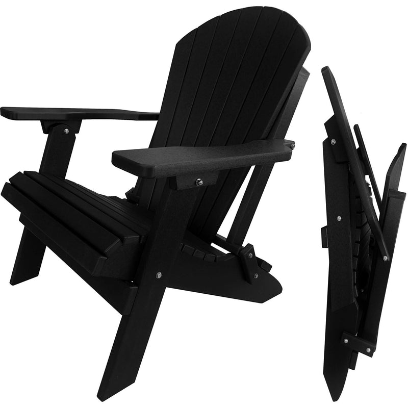 folding black poly-wood adirondack chair