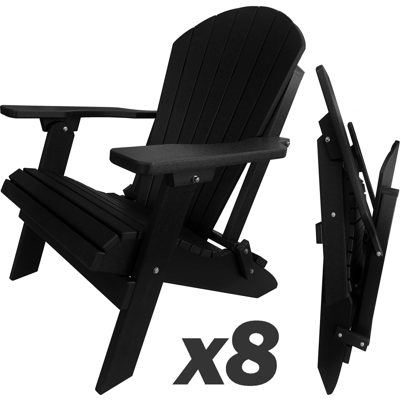 DURAWEATHER POLY® Set of 8 Folding Adirondack Chairs King-Size