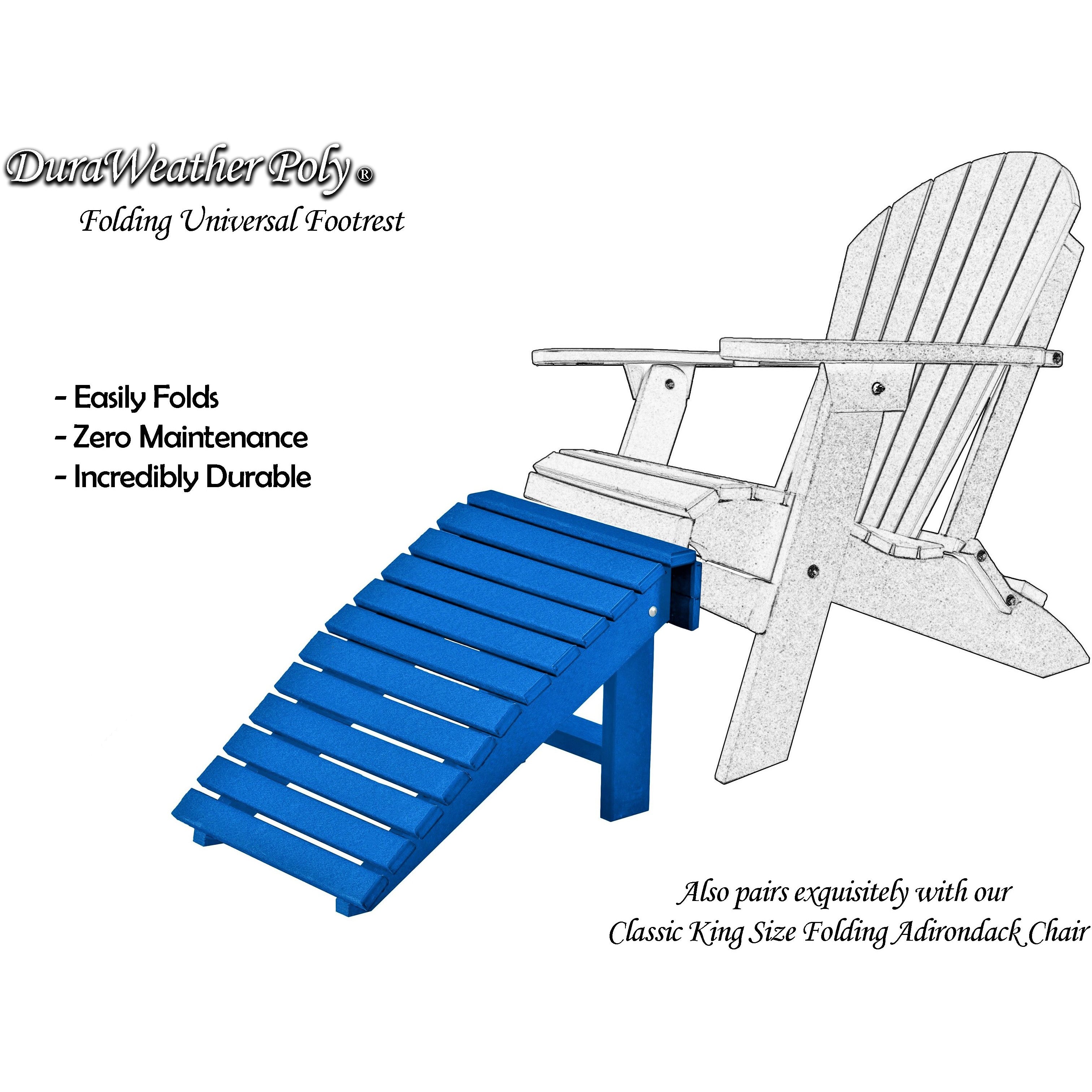 DuraWeather Poly&reg; Universal Folding Ottoman Footrest - Ships Fully Assembled