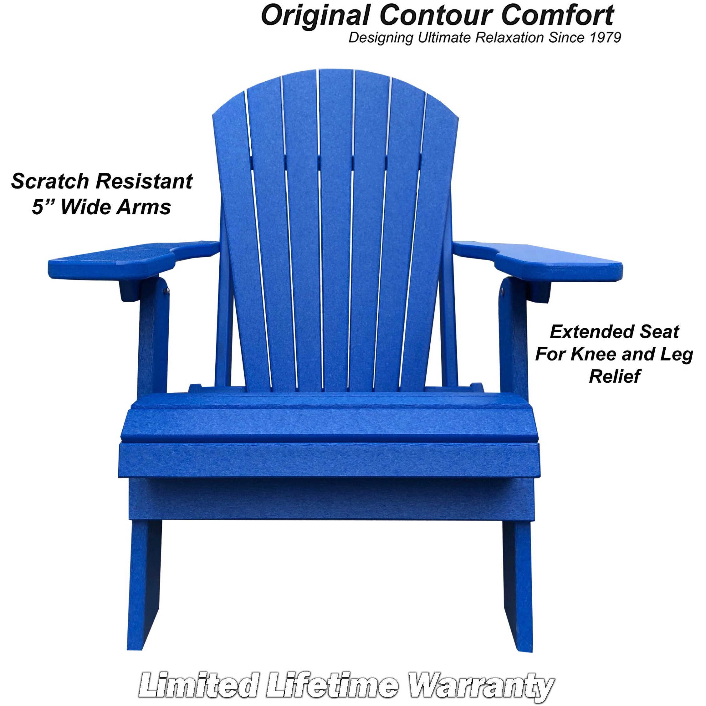 folding blue poly-wood adirondack chair