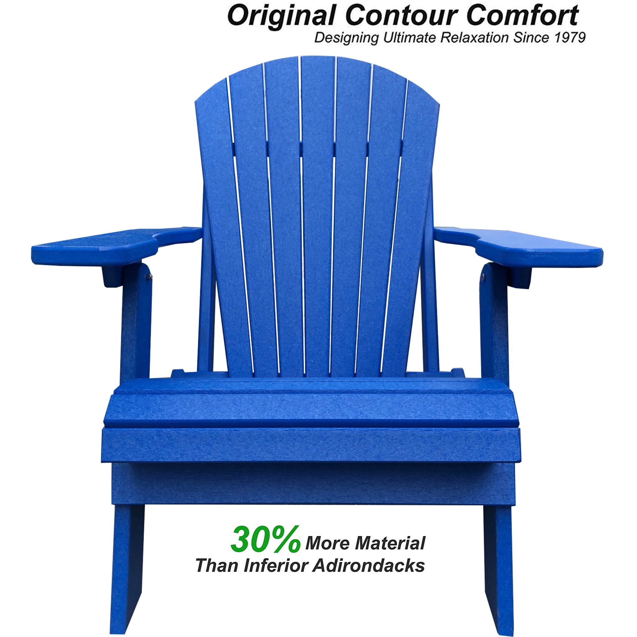 DuraWeather Poly&reg; King Size Folding Adirondack Chair - Exclusive Wood Grain Poly-resin