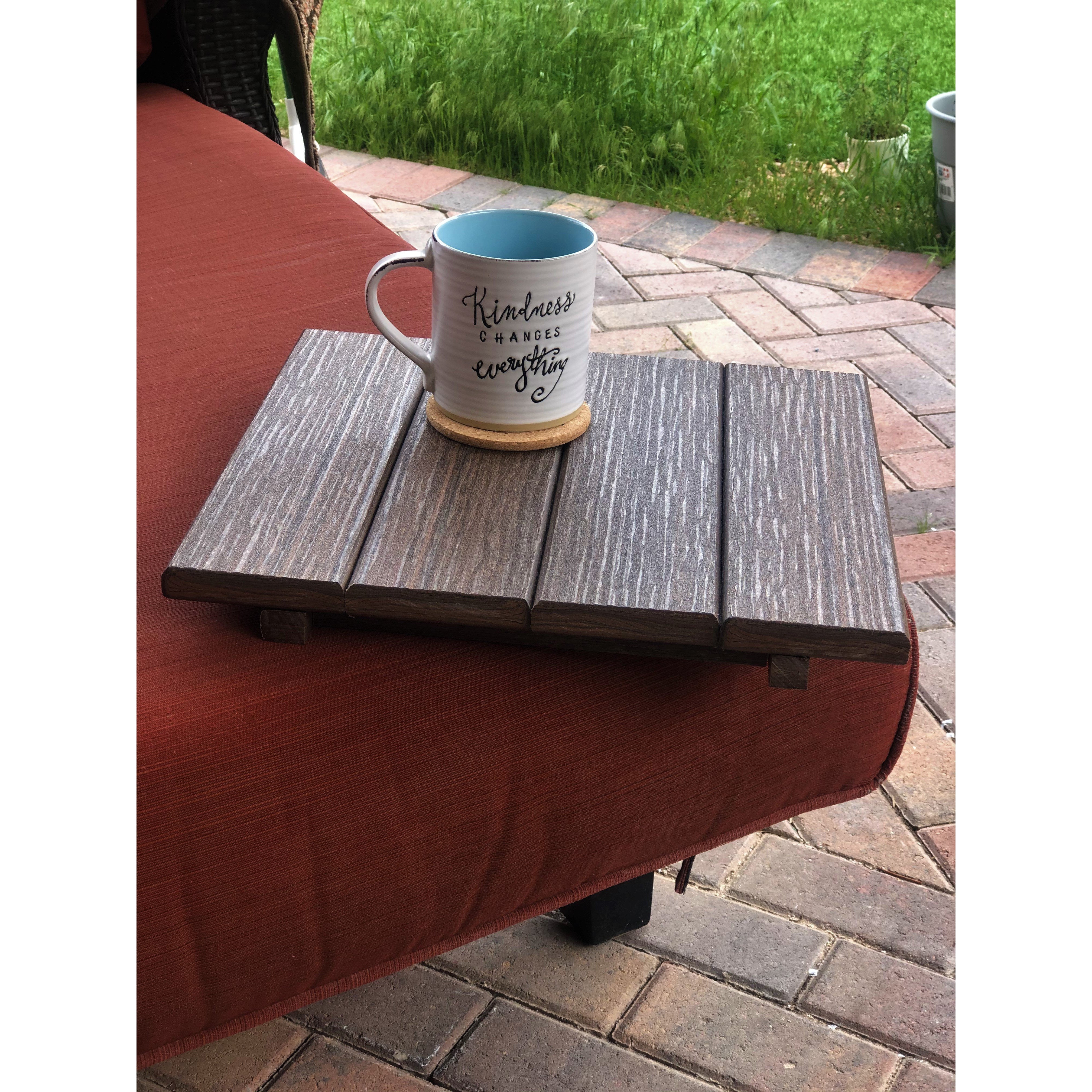 brazilian walnut duraweather folding end table with removeable serving tray all weather poly wood