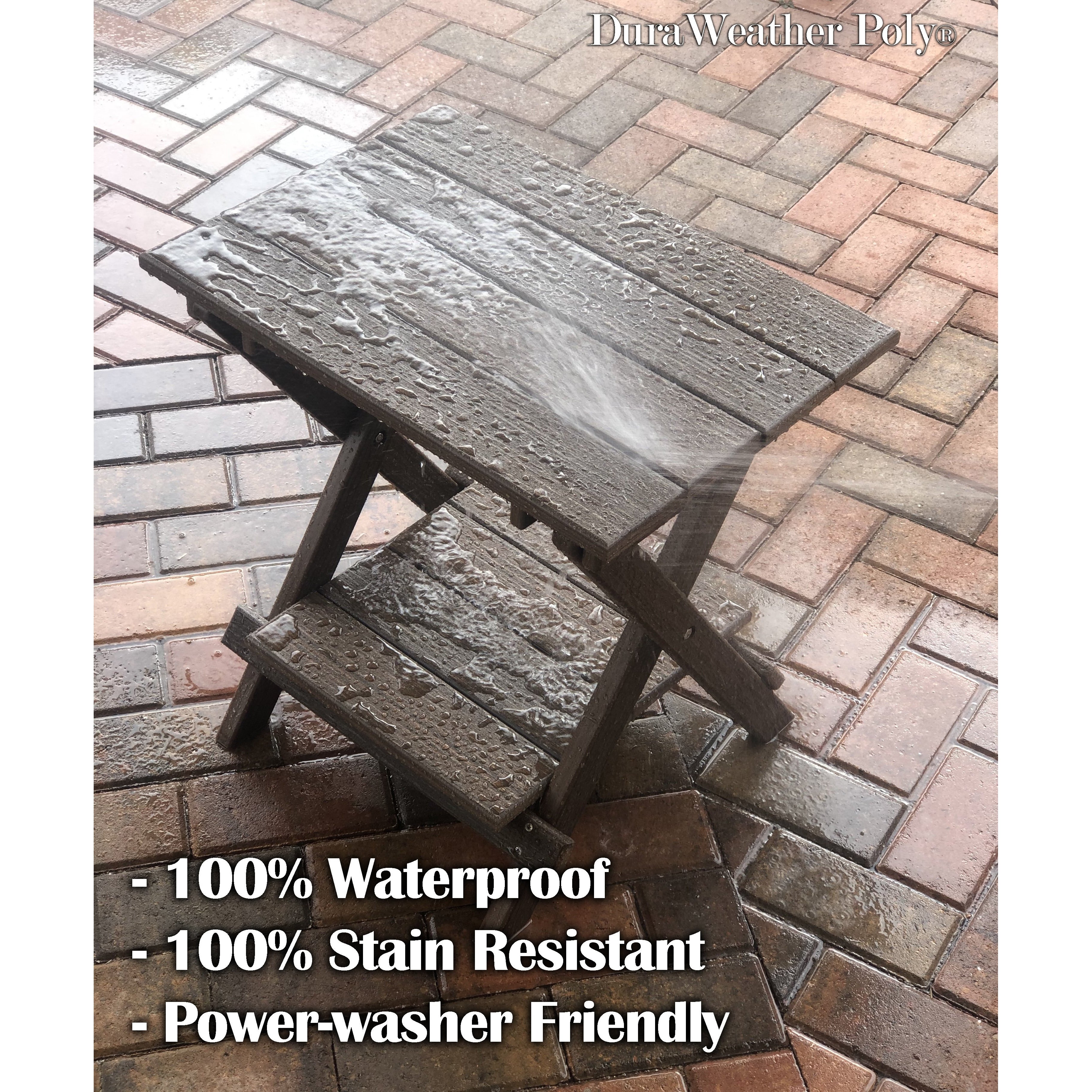 duraweather folding end table with removeable serving tray all weather poly wood