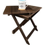 brazilian walnut duraweather folding end table with removeable serving tray all weather poly wood