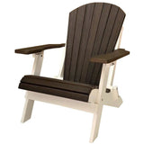 brazilian walnut on white duraweather king size folding adirondack chair all weather poly