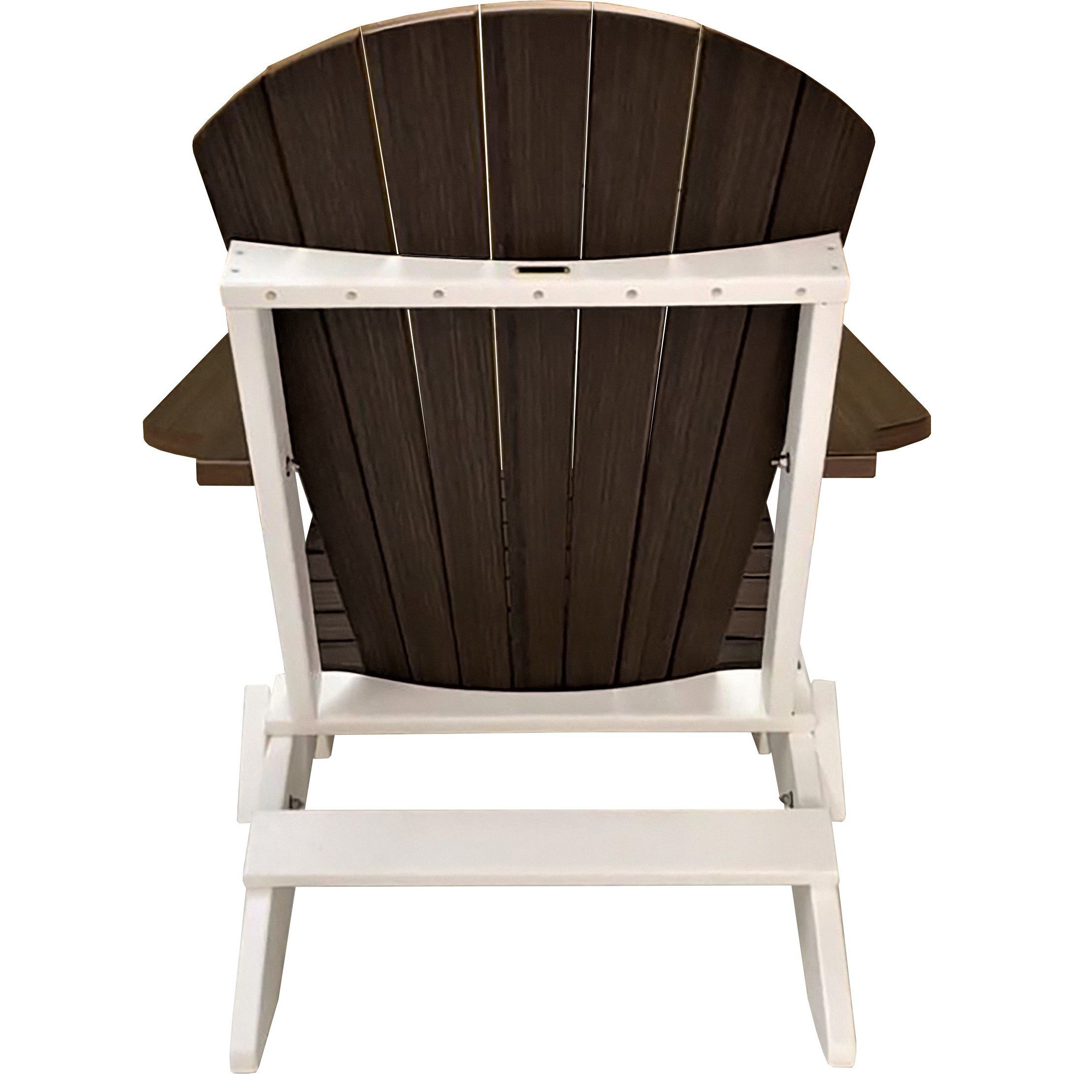 brazilian walnut on white duraweather king size folding adirondack chair all weather poly wood