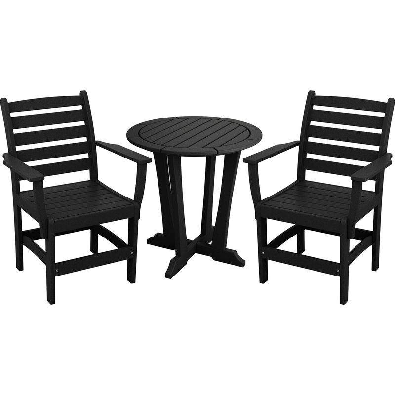 black three piece countryside bistro set poly patio furniture