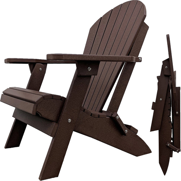DuraWeather Poly&reg; King Size Folding Adirondack Chair - (Chocolate Brown)