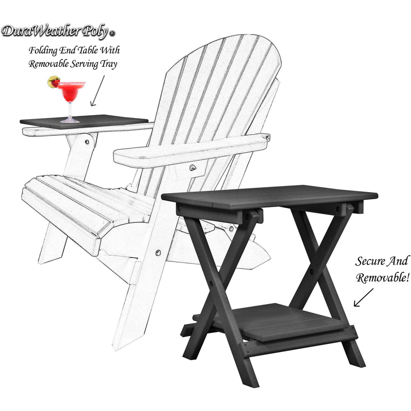 duraweather folding end table with removeable serving tray all weather poly wood