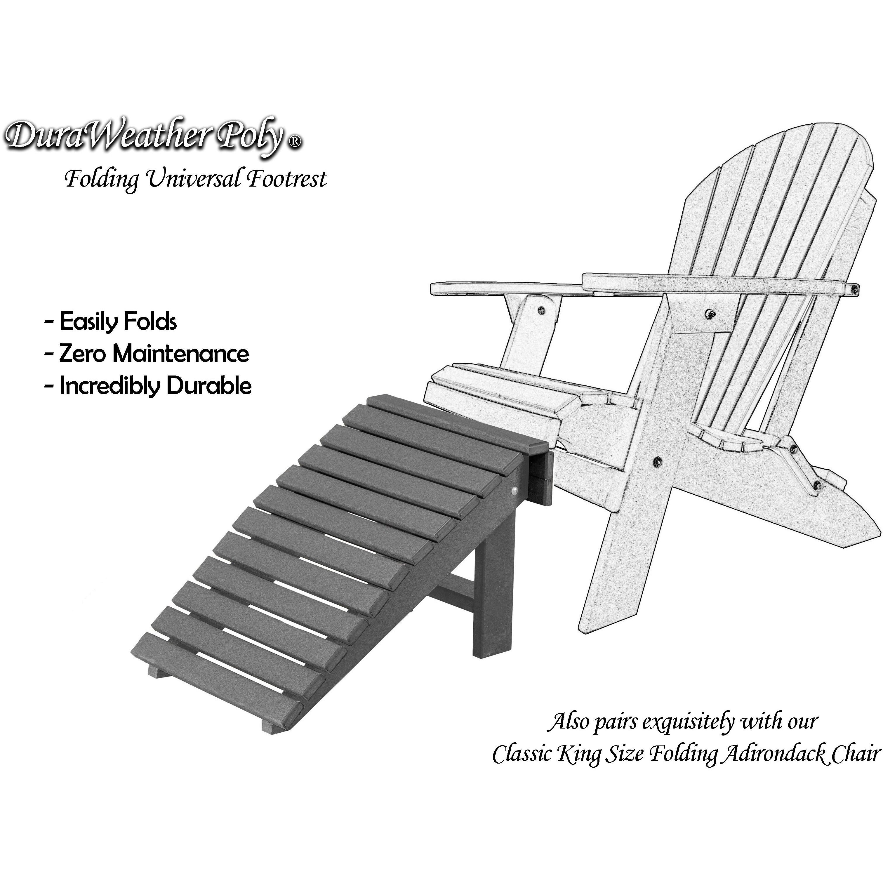 DuraWeather Poly&reg; Universal Folding Ottoman Footrest - Ships Fully Assembled