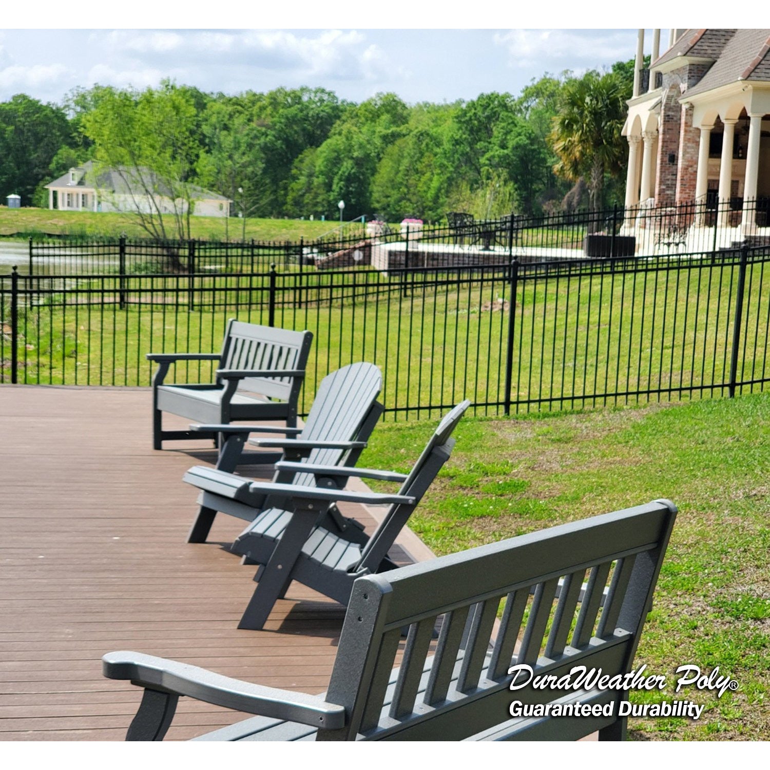 grey bench and duraweather king size folding adirondack chair all weather poly wood