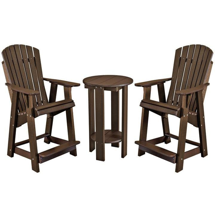 chocolate brown three piece richmond adirondack counter and table bistro set