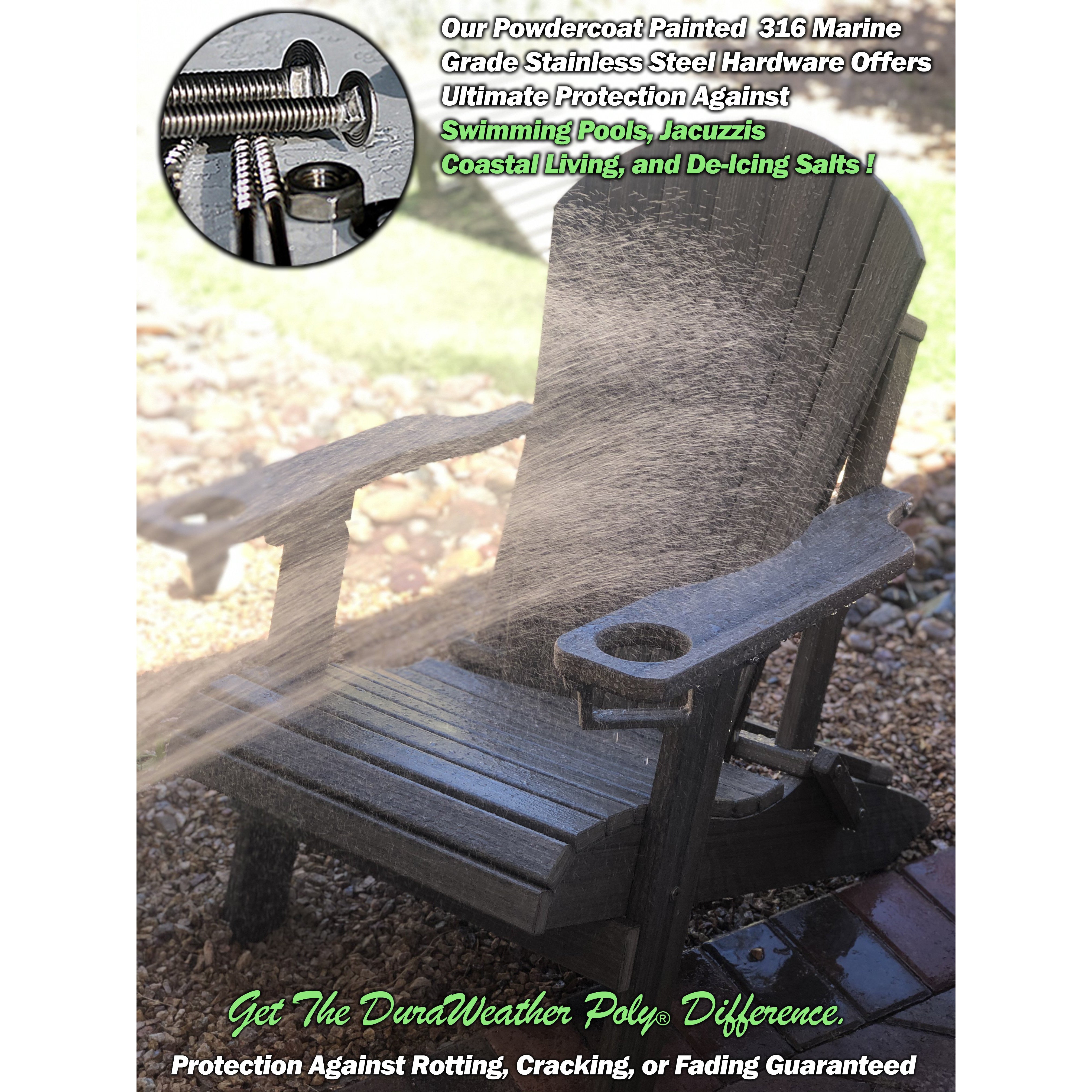 DuraWeather Poly&reg; King Size Folding Adirondack Chair with Built-in Cup Holders