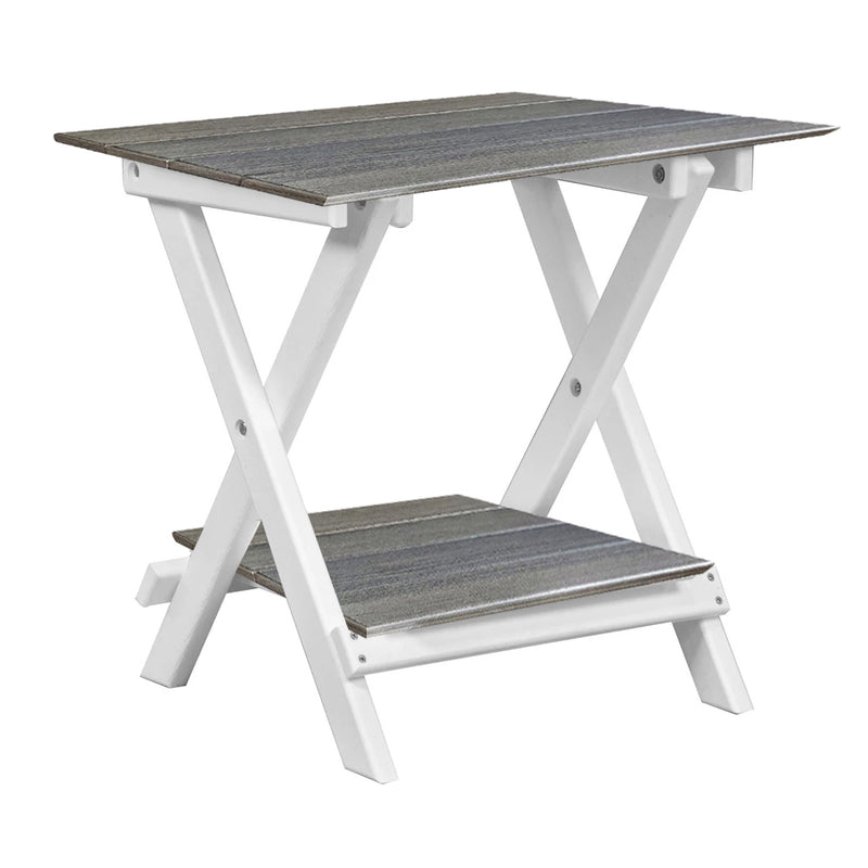 coastal grey on white duraweather folding end table with removeable serving tray all weather poly wood