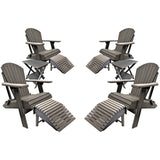 DuraWeather Poly® Set of 4 King Size Folding Adirondack Chairs - 4 Folding Ottomans and 2 Folding End Tables