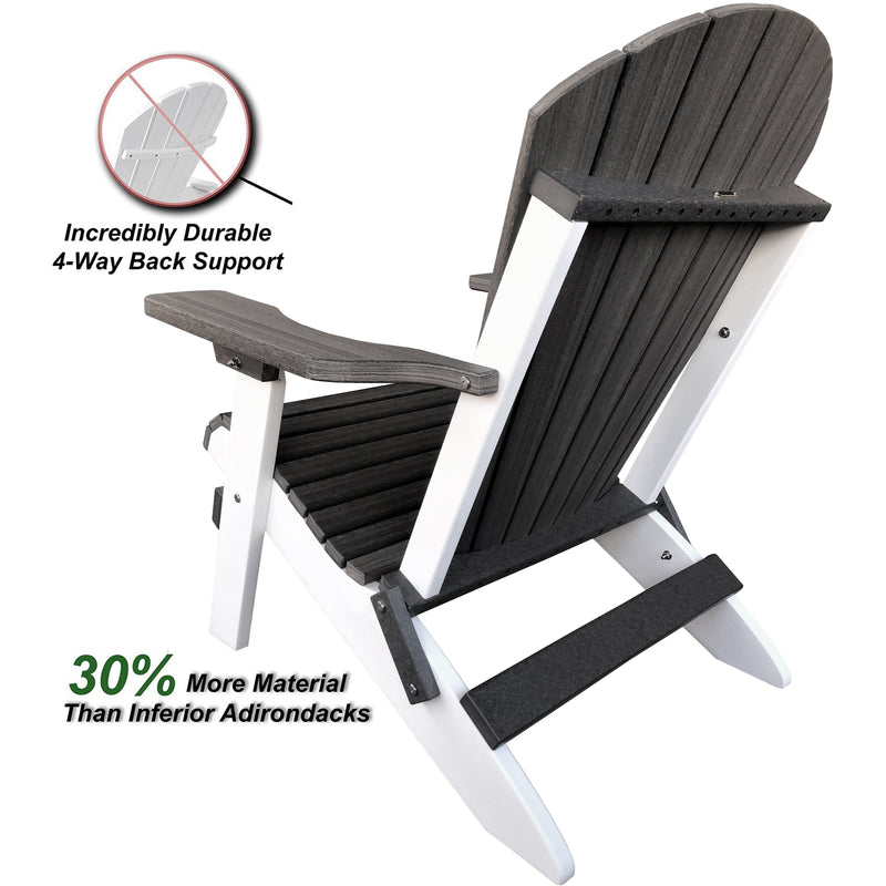 DuraWeather Poly® King Size Folding Adirondack Chair - Exclusive Wood Grain Poly-resin