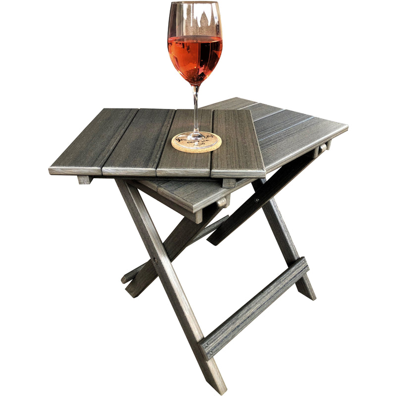 coastal grey duraweather folding end table with removeable serving tray all weather poly wood