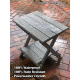 Coastal Grey duraweather folding end table with removeable serving tray all weather poly wood