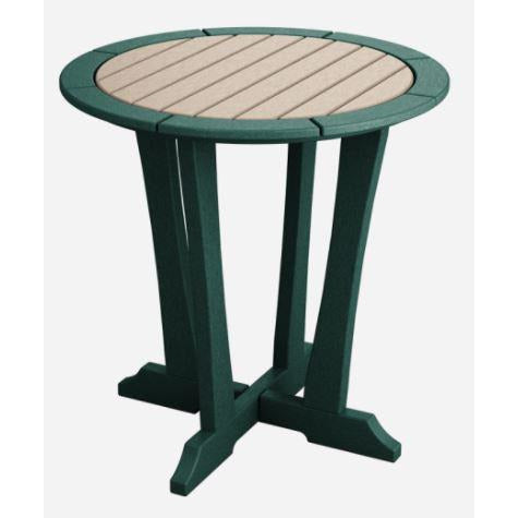 birchwood taupe on natural forest green countryside bistro table 30" high all weather poly wood