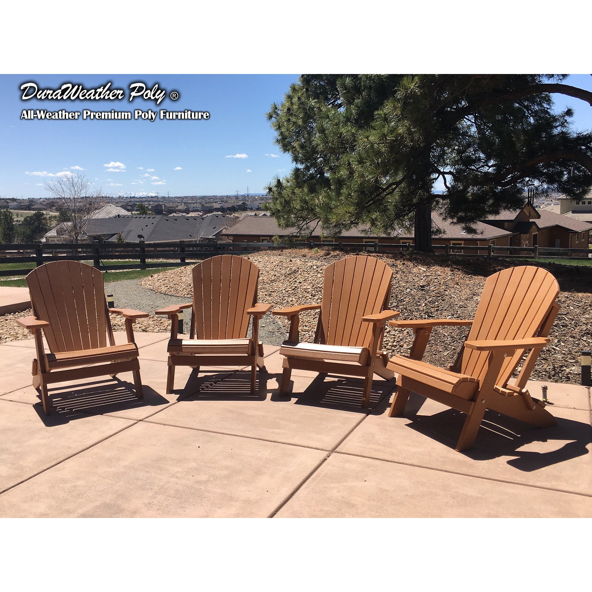 DURAWEATHER POLY® Set of 2 Folding Adirondack Chairs King Size + 1 Folding Side Table With Removable Tray