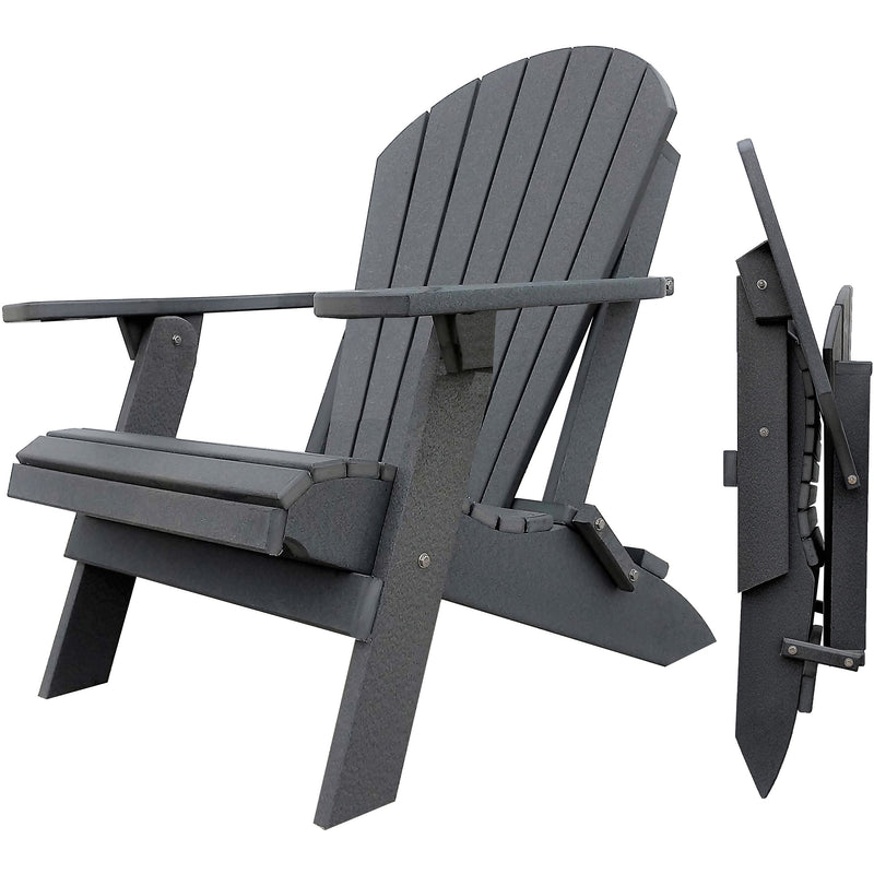 charcoal grey duraweather king size folding adirondack chair all weather poly