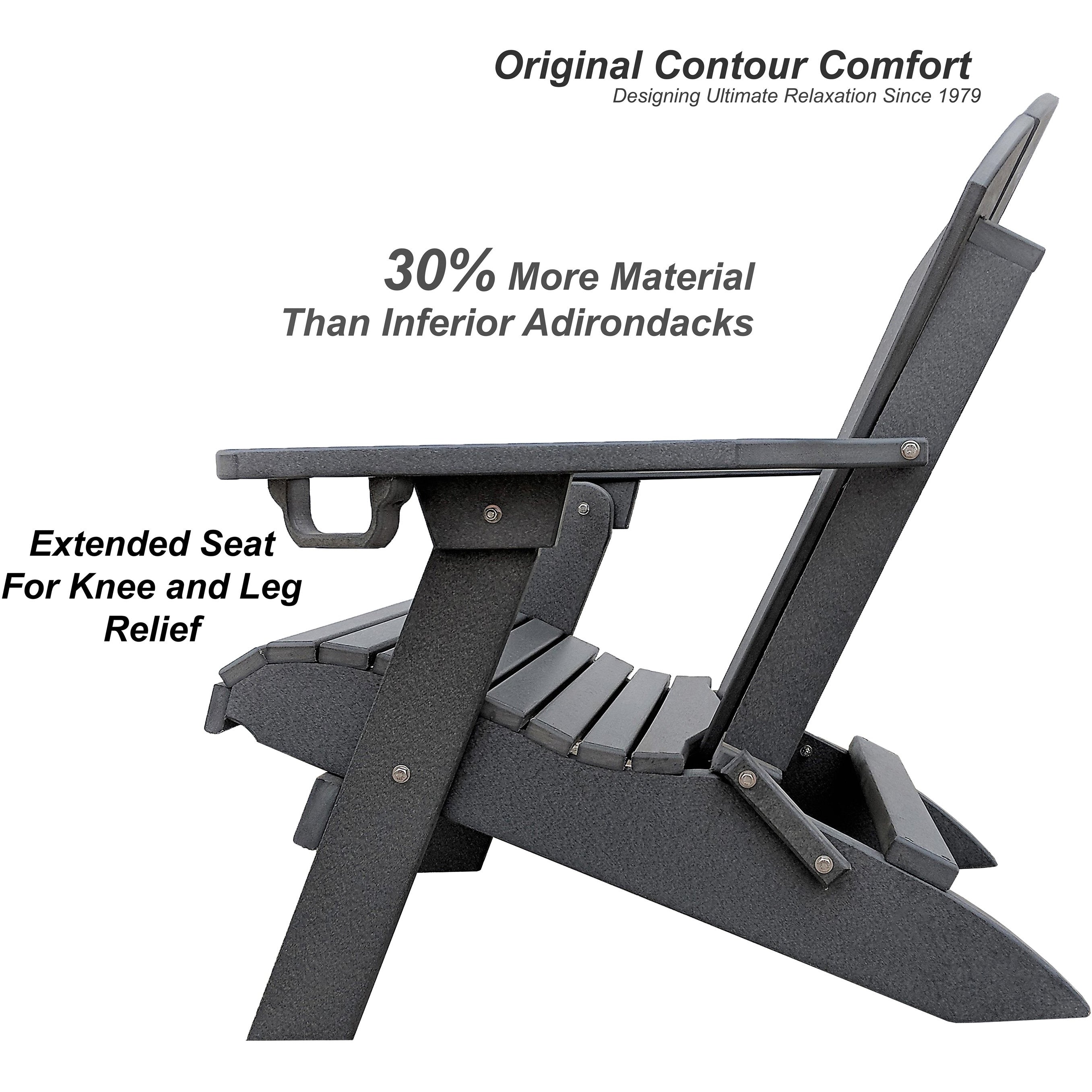 DURAWEATHER POLY® Set of 6 Folding Adirondack Chairs With Built-in Cup Holders King-Size