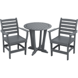 Charcoal Grey three piece countryside bistro set poly patio furniture
