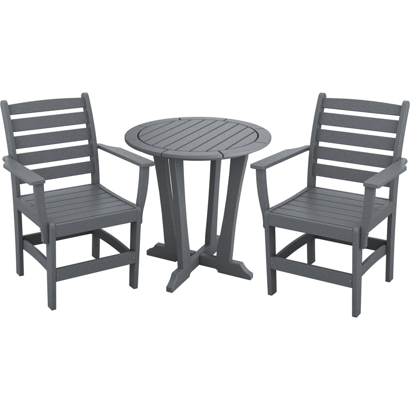 Charcoal Grey three piece countryside bistro set poly patio furniture