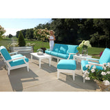 DuraWeather Poly&reg; Princeton Estates Club Swivel Rocker Lounge Chair (White Frame on Sunbrella® Canvas Aruba Fabric)