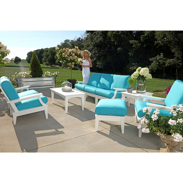 DuraWeather Poly&reg; Princeton Estates Club Lounge Chair (White Frame with Sunbrella® Canvas Aruba Fabric)