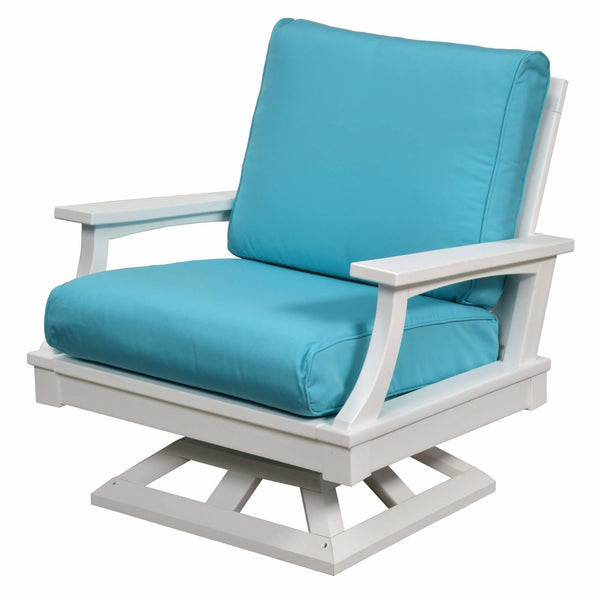 DuraWeather Poly&reg; Princeton Estates Club Swivel Rocker Lounge Chair (White Frame on Sunbrella® Canvas Aruba Fabric)