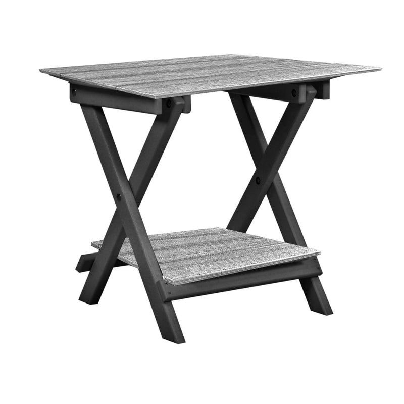driftwood grey on charcoal grey duraweather folding end table with removeable serving tray all weather poly wood