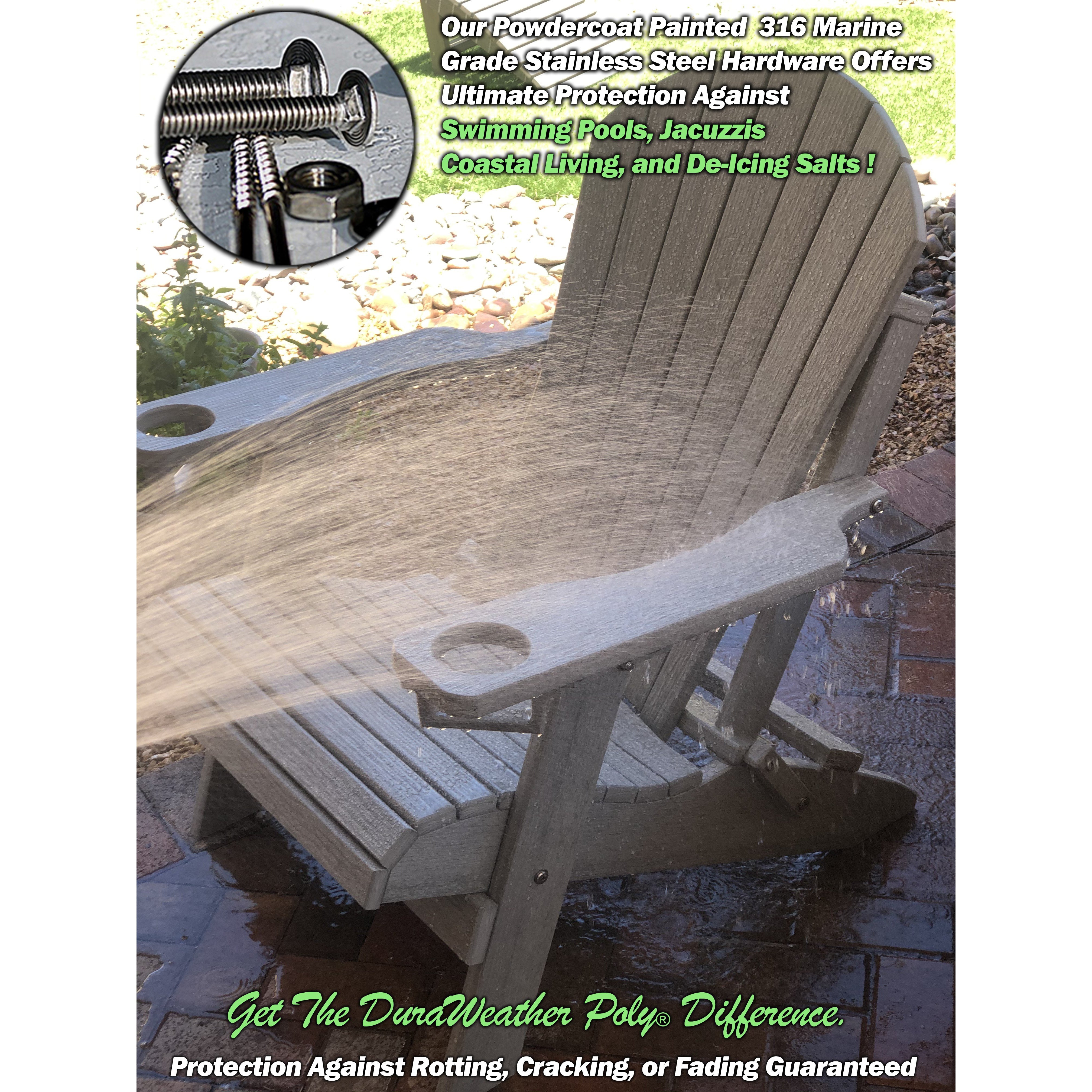 DuraWeather Poly&reg; King Size Folding Adirondack Chair with Built-in Cup Holders