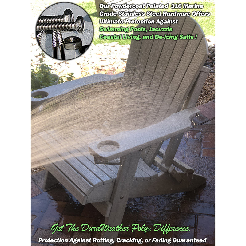 Set of 4 - DuraWeather Poly&reg; Signature Collection King Size Folding Adirondack Chair (With Built In Cup Holders)