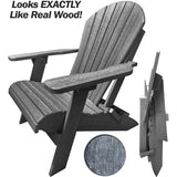 folding grey poly-wood adirondack chair