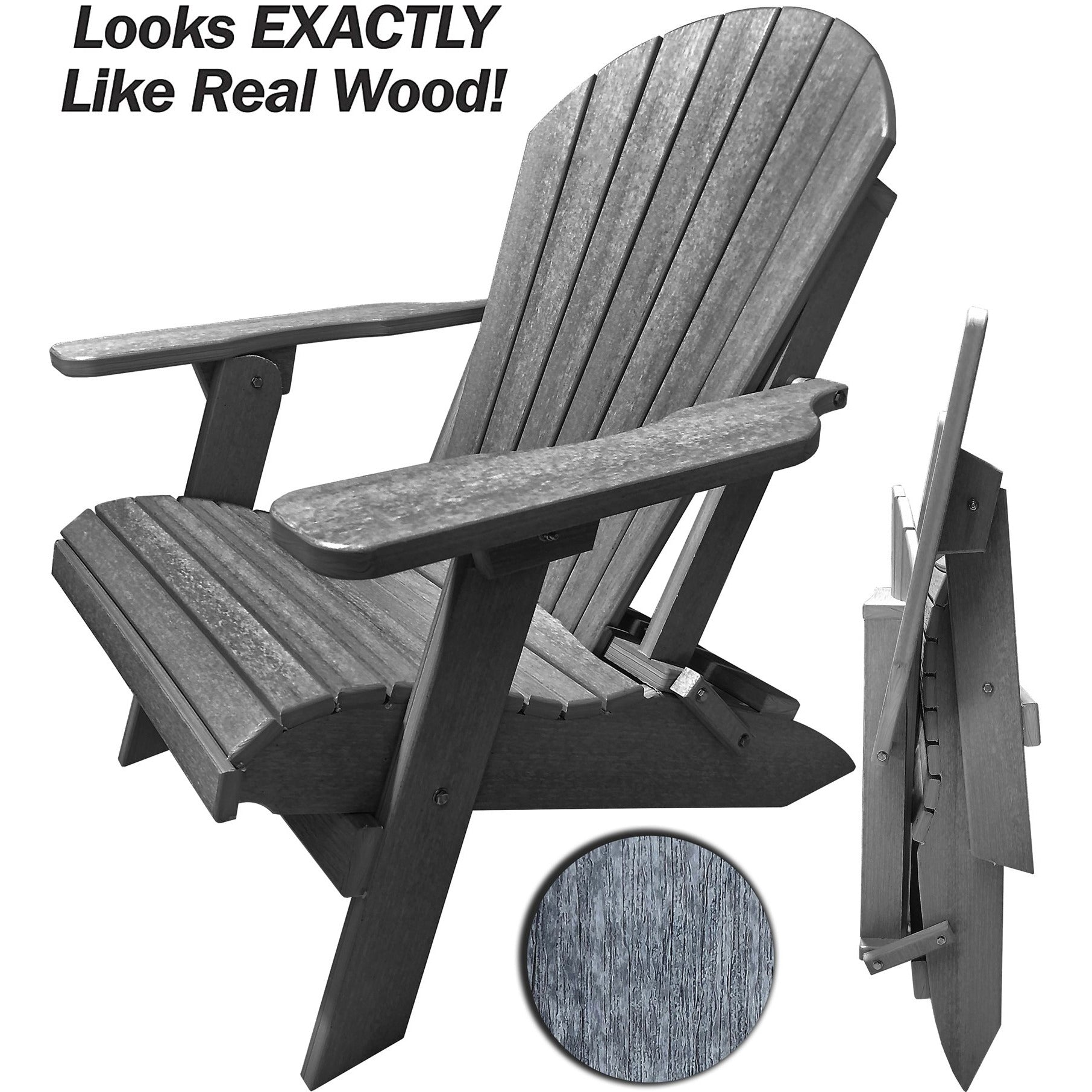 DuraWeather Poly&reg; King Size Folding Adirondack Chair