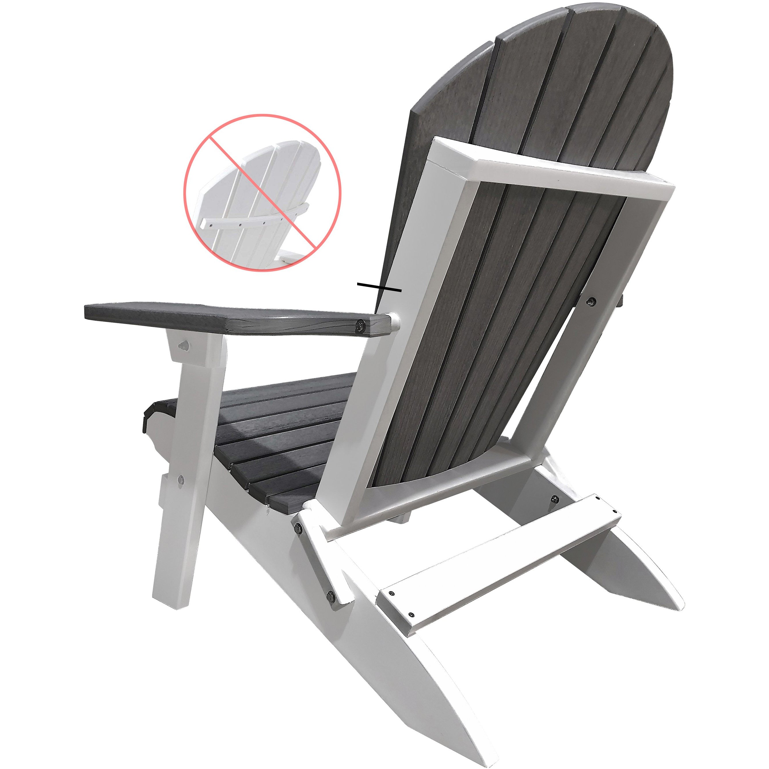 driftwood grey on white duraweather king size folding adirondack chair all weather poly wood