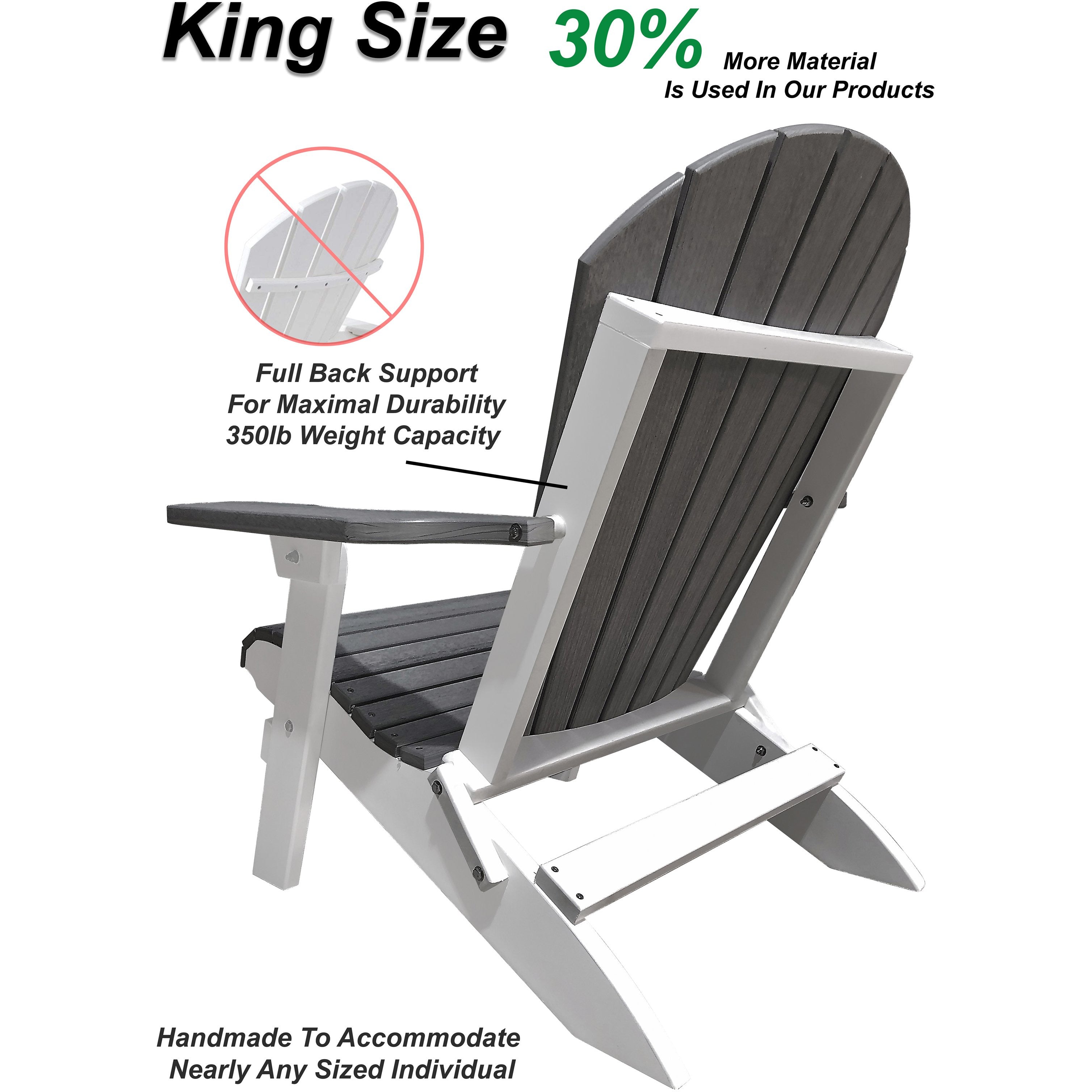 DURAWEATHER POLY® Folding Adirondack Chairs Set of 4 King-Size