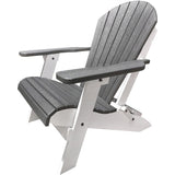 DuraWeather Poly&reg; King Size Folding Adirondack Chair - Exclusive Wood Grain Poly-resin -(Driftwood Grey on White)